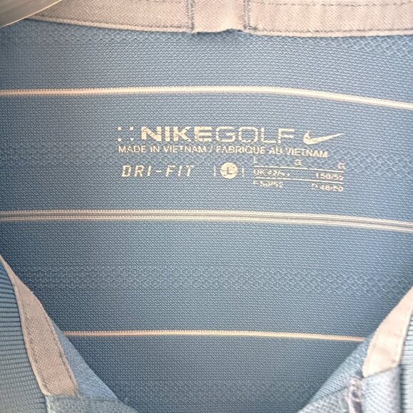 Nike Golf Shirt Men's Blue White Striped Pattern Short Sleeve Dry Fit Size Large - Picture 4 of 9
